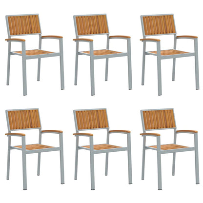 vidaXL Chaise empilable 6 pcs Marron 56 x 57 x 87 cm Bois d'acacia massif