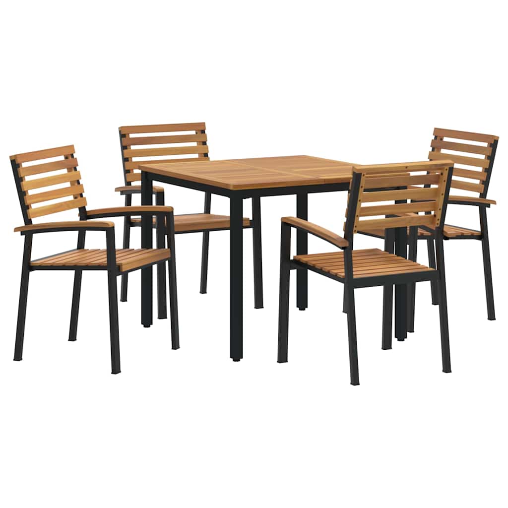 Garten Essgruppe 5 pcs Schwarz Massivholz Akazie