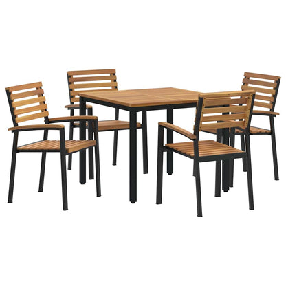 Garten Essgruppe 5 pcs Schwarz Massivholz Akazie