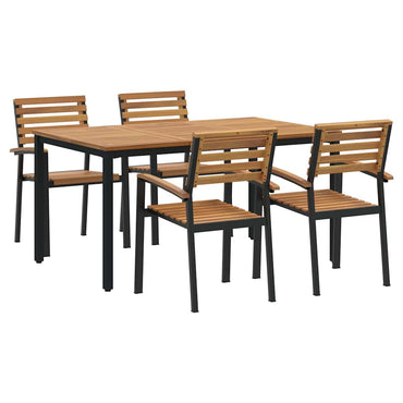 vidaXL Garten Essgruppe 5 pcs Schwarz Massivholz Akazie