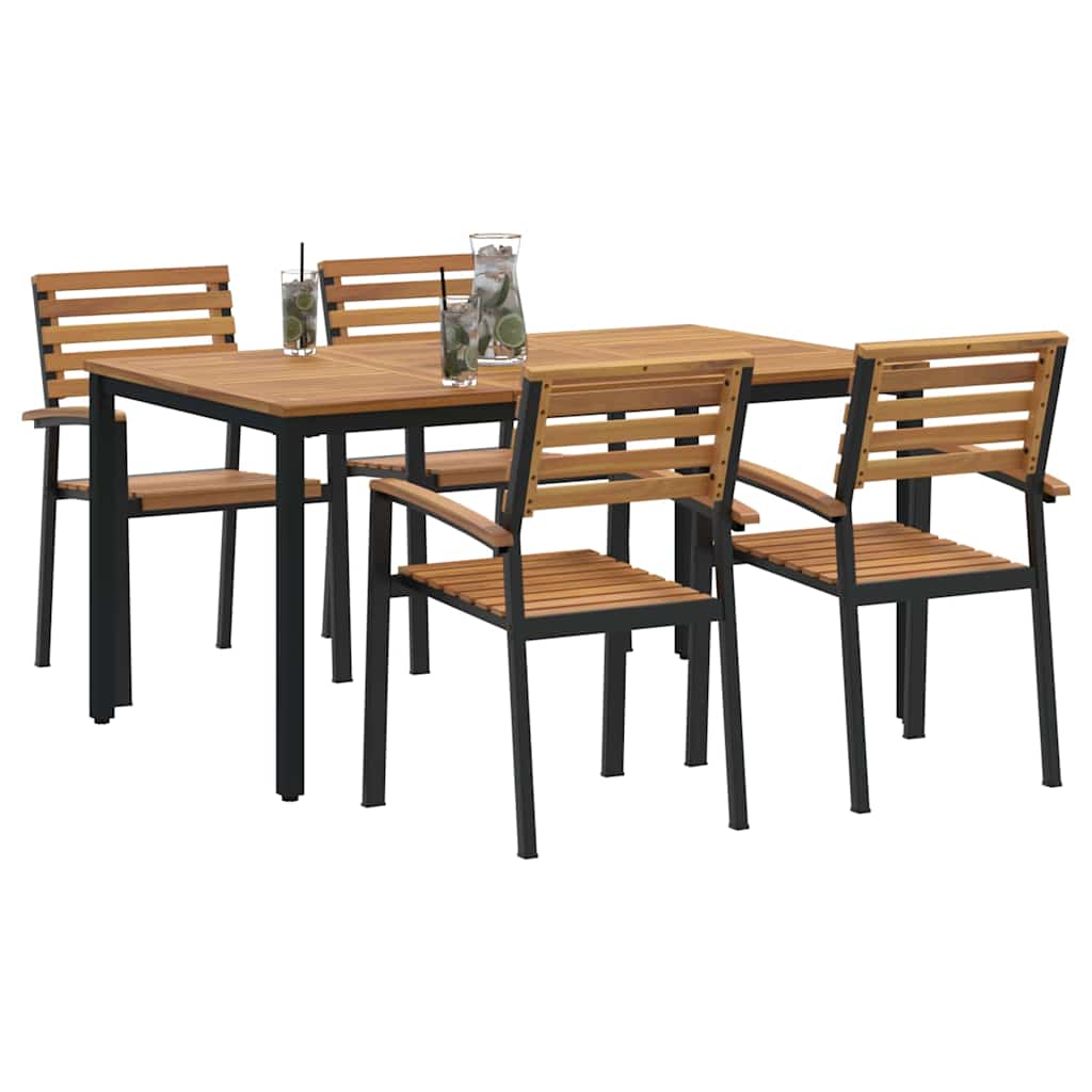 Garten Essgruppe 5 pcs Schwarz Massivholz Akazie