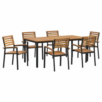 vidaXL Garten Essgruppe 7 pcs Schwarz Massivholz Akazie