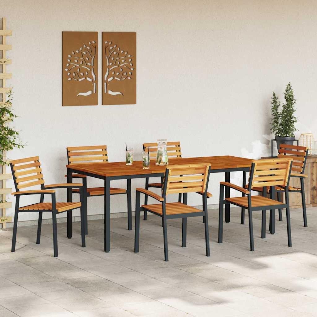 vidaXL Garten Essgruppe 7 pcs Schwarz und Braun 200 x 90 x 75 cm