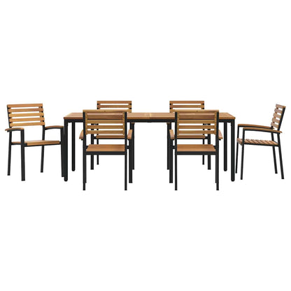 vidaXL Garten Essgruppe 7 pcs Schwarz und Braun 200 x 90 x 75 cm