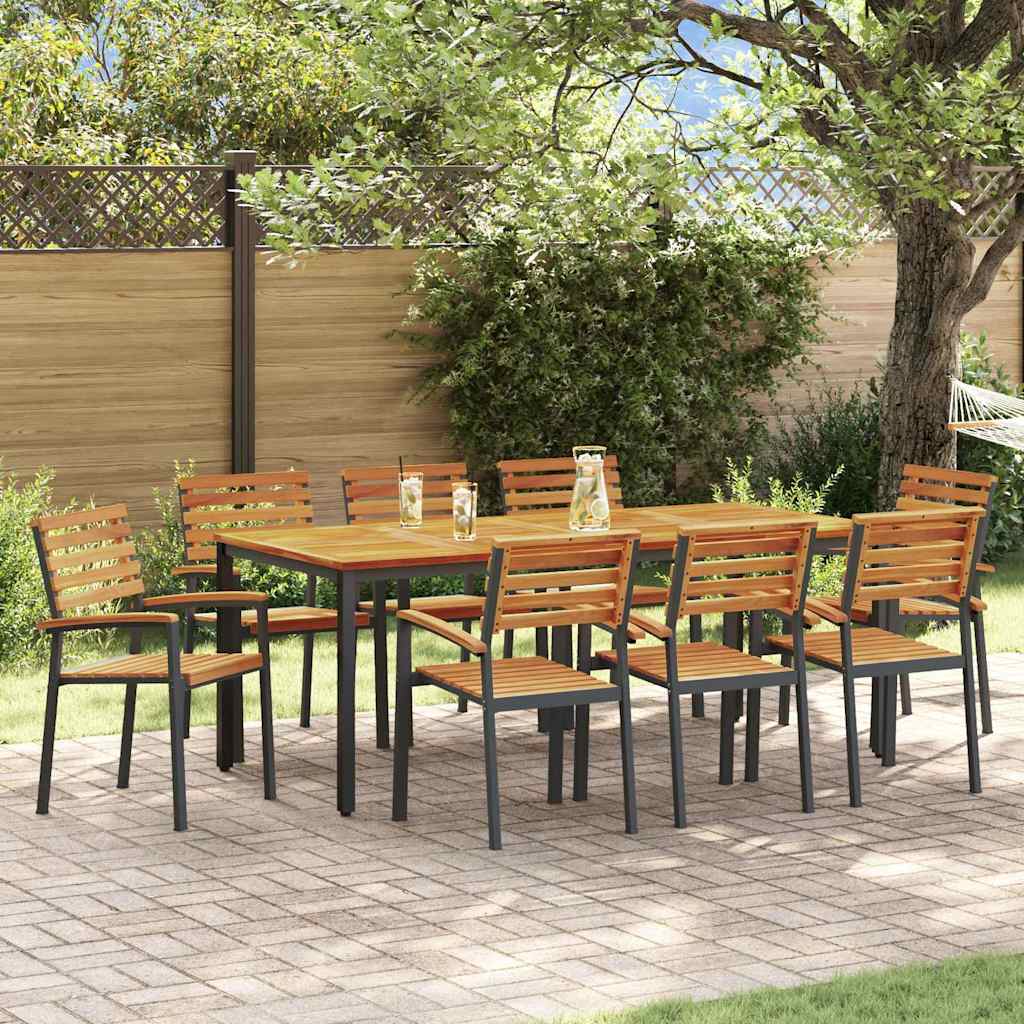 vidaXL Garten Essgruppe 9 pcs Schwarz und Braun 200 x 90 x 75 cm