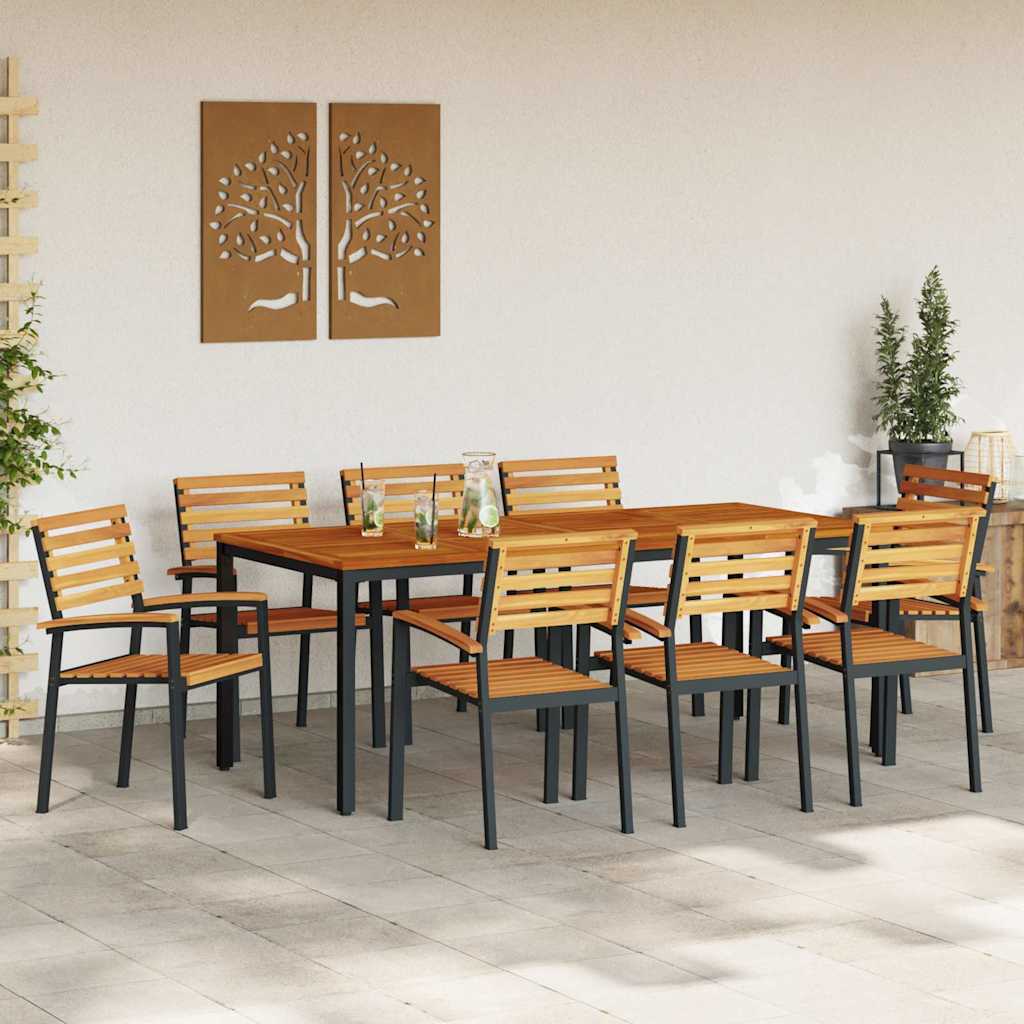 vidaXL Garten Essgruppe 9 pcs Schwarz und Braun 200 x 90 x 75 cm