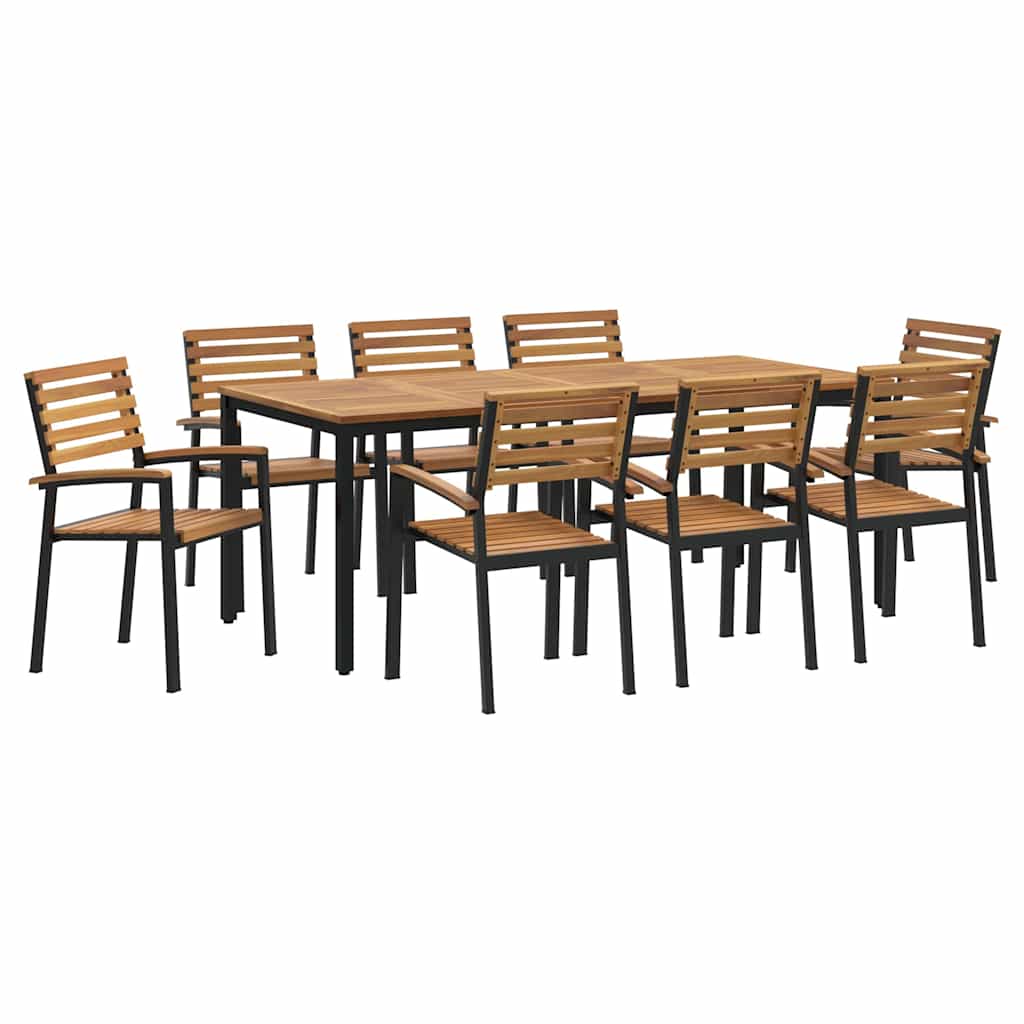 vidaXL Garten Essgruppe 9 pcs Schwarz und Braun 200 x 90 x 75 cm