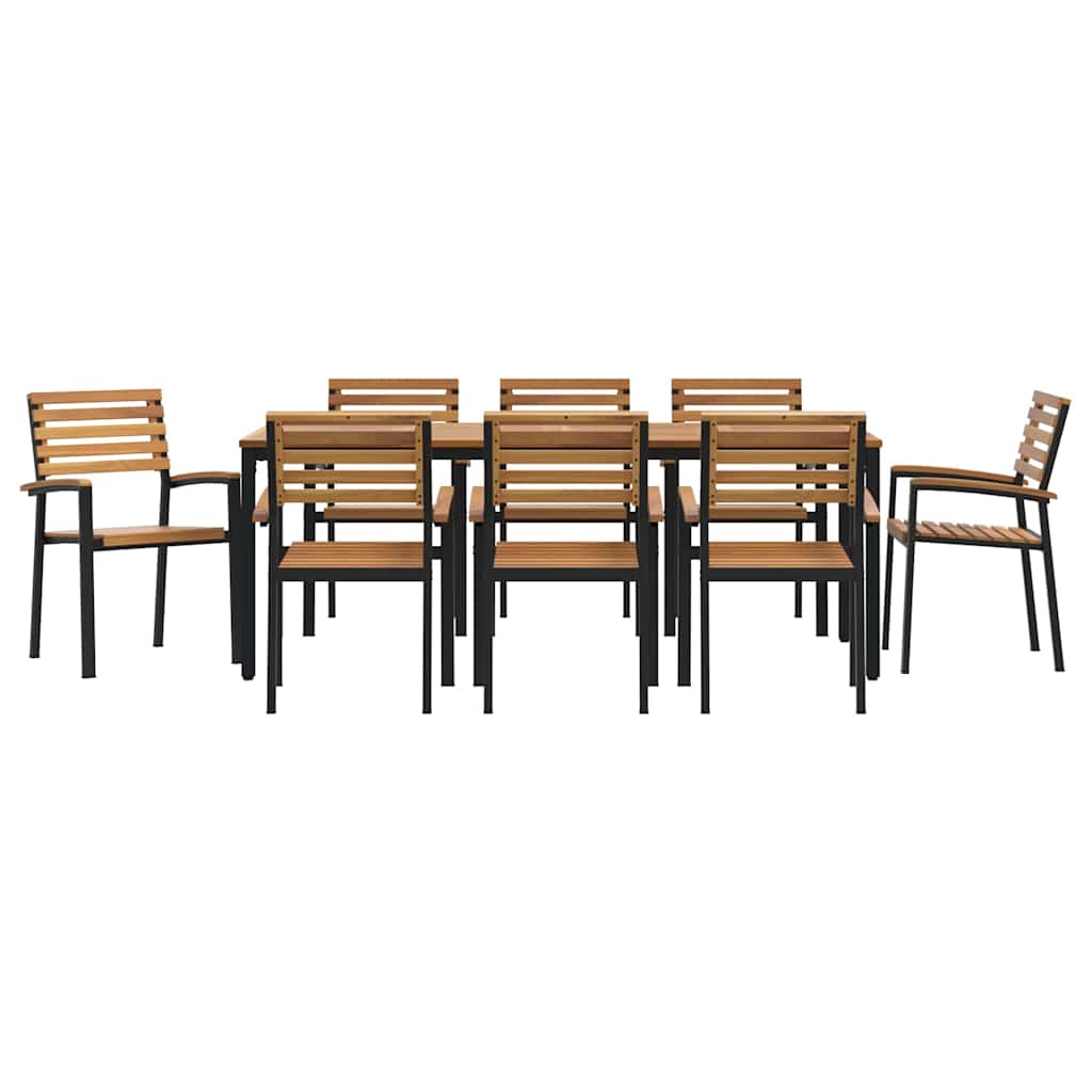 vidaXL Garten Essgruppe 9 pcs Schwarz und Braun 200 x 90 x 75 cm