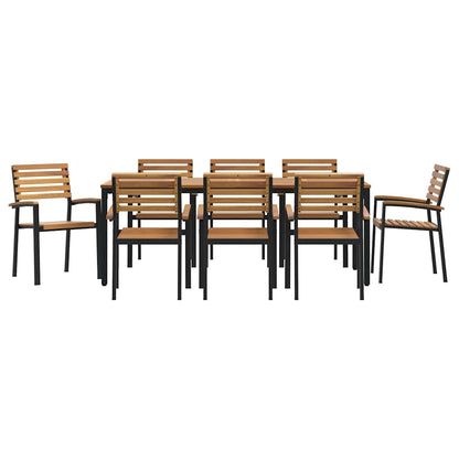 vidaXL Garten Essgruppe 9 pcs Schwarz und Braun 200 x 90 x 75 cm