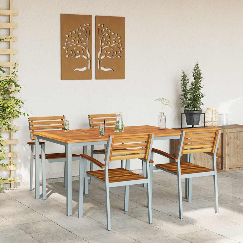 vidaXL Garten Essgruppe 5 pcs Grau Massivholz Akazie