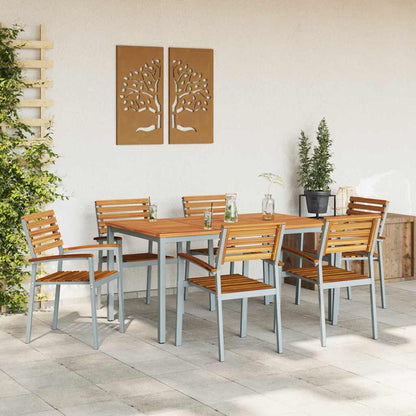 vidaXL Garten Essgruppe 7 pcs Grau Massivholz Akazie