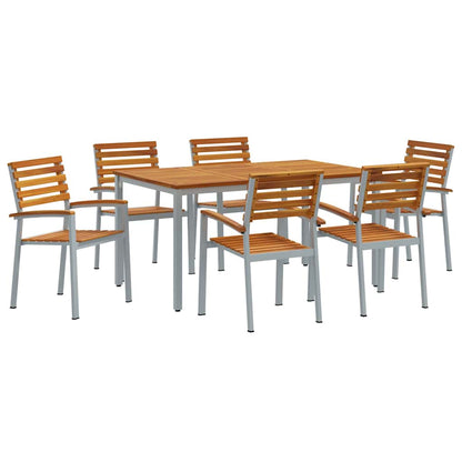 vidaXL Garten Essgruppe 7 pcs Grau Massivholz Akazie