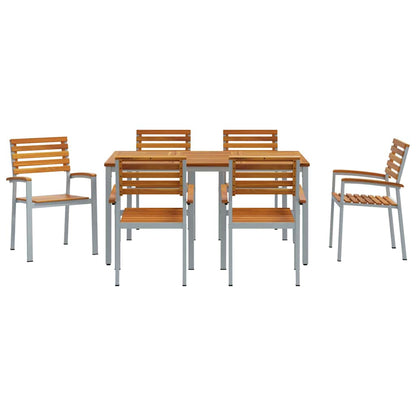 vidaXL Garten Essgruppe 7 pcs Grau Massivholz Akazie