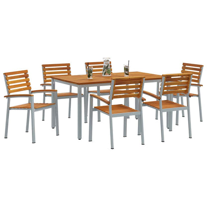 vidaXL Garten Essgruppe 7 pcs Grau Massivholz Akazie