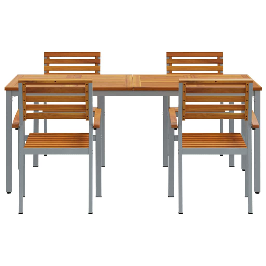 vidaXL Garten Essgruppe 5 pcs Grau Massivholz Akazie
