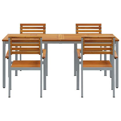 vidaXL Garten Essgruppe 5 pcs Grau Massivholz Akazie