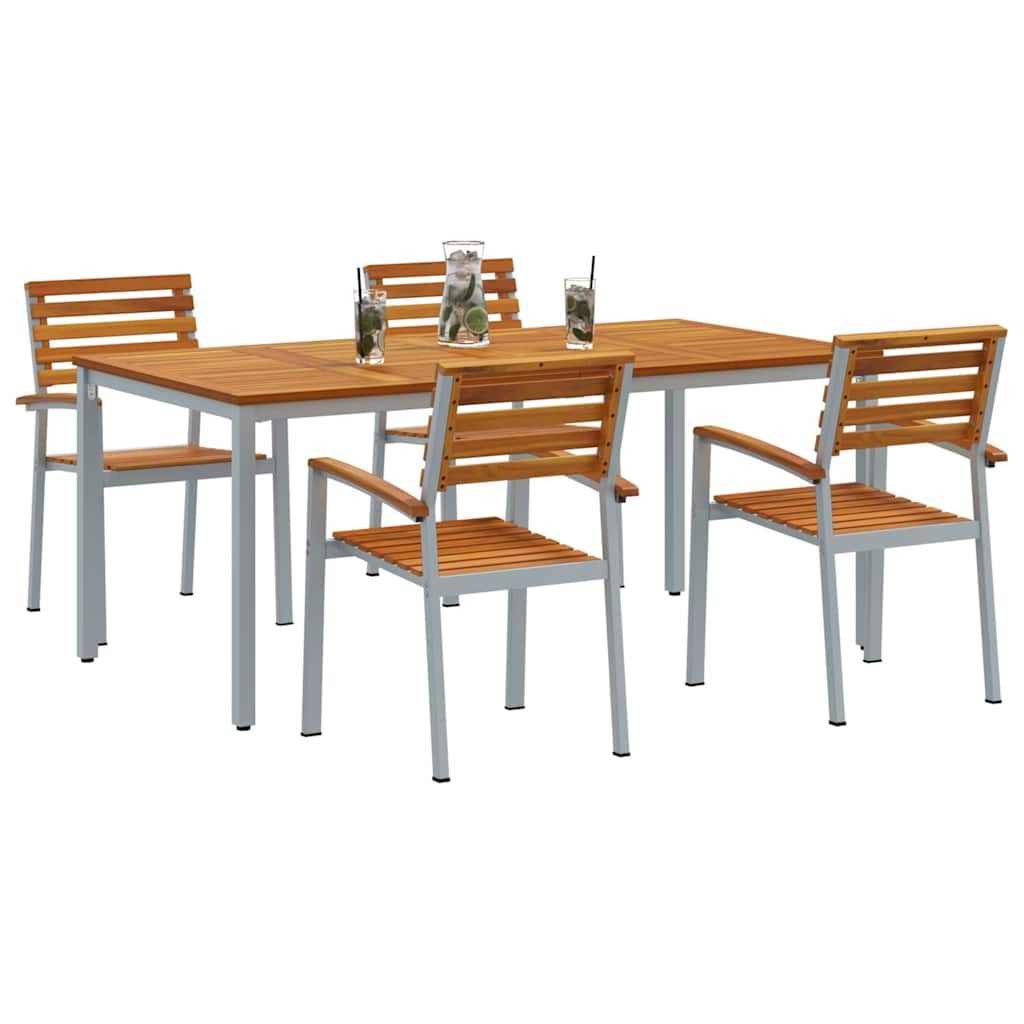 vidaXL Garten Essgruppe 5 pcs Grau Massivholz Akazie