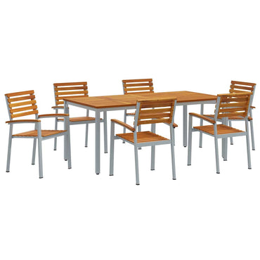 vidaXL Garten Essgruppe 7 pcs Grau Massivholz Akazie