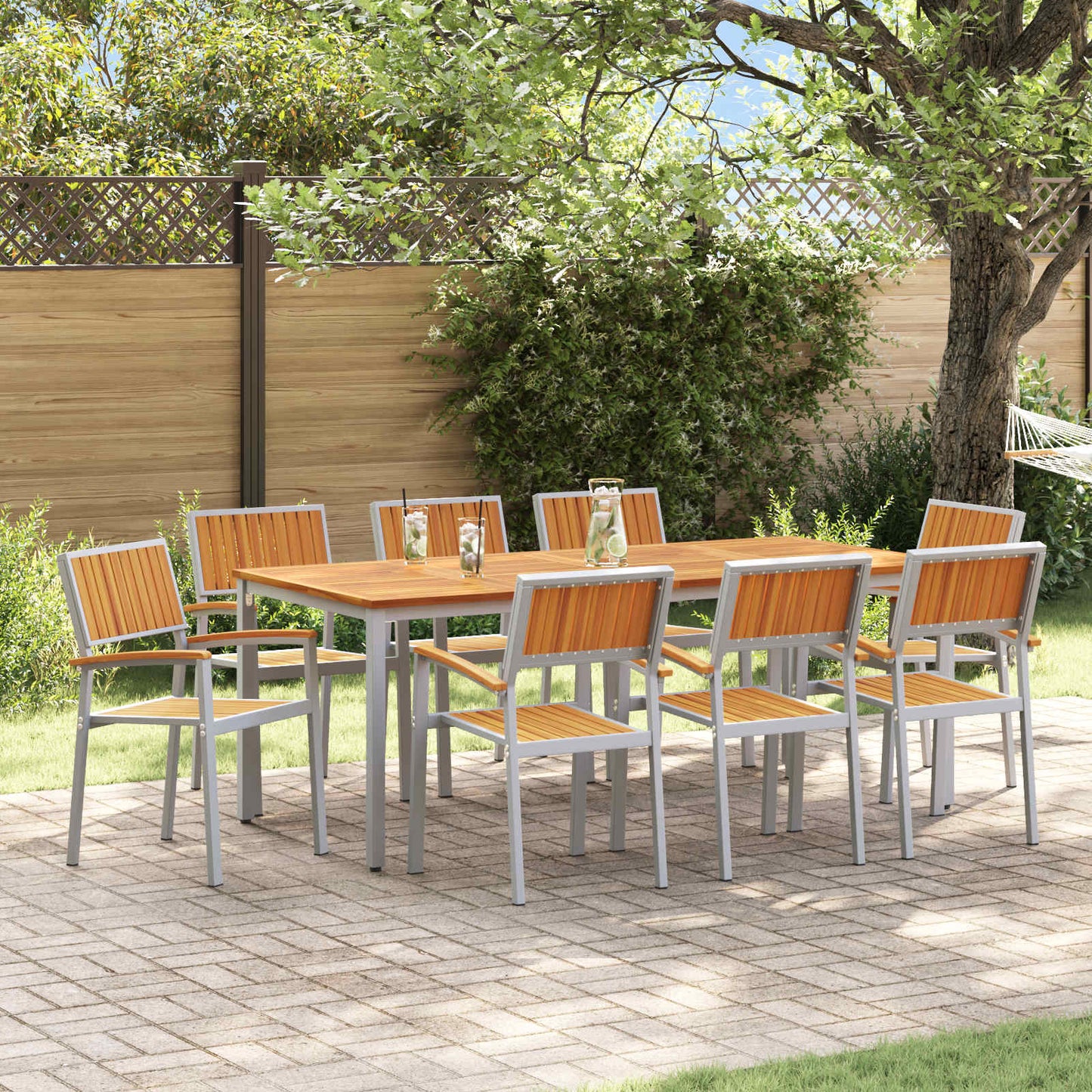 vidaXL Garten Essgruppe 7 pcs Grau und Braun 200 x 90 x 75 cm