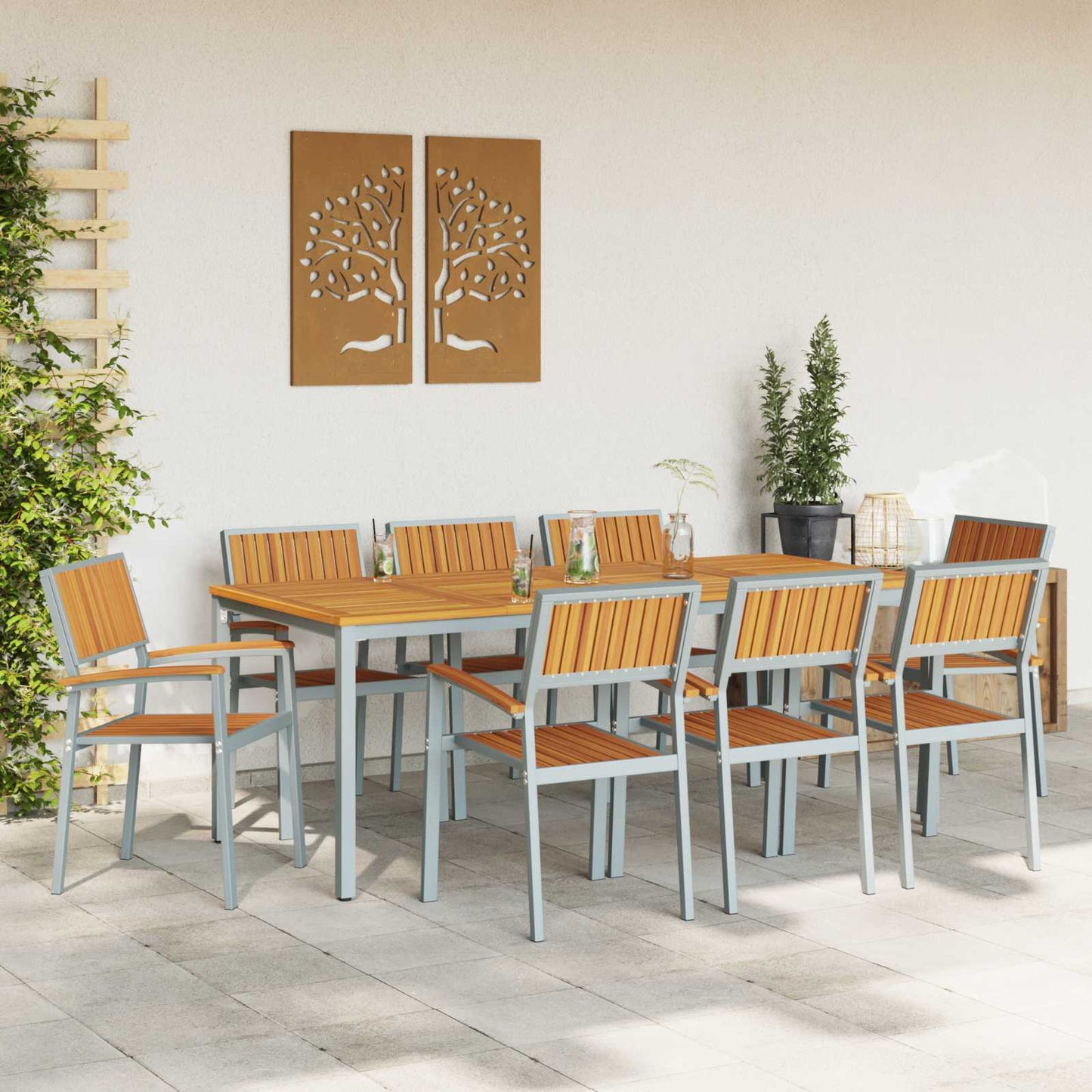 vidaXL Garten Essgruppe 7 pcs Grau und Braun 200 x 90 x 75 cm