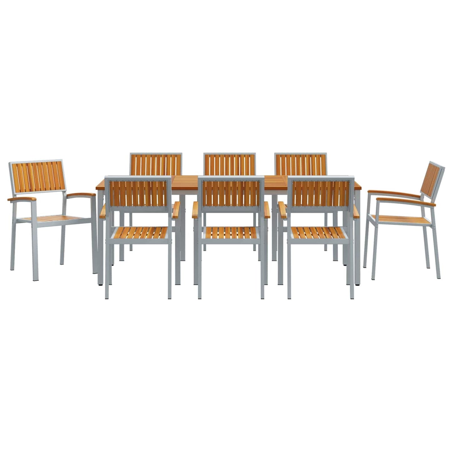 vidaXL Garten Essgruppe 9 pcs Grau und Braun 200 x 90 x 75 cm