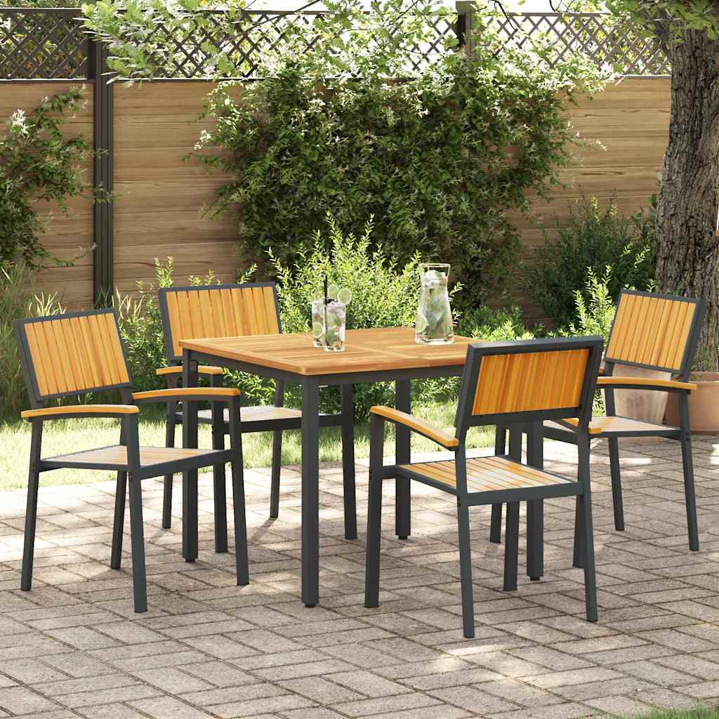 vidaXL Garten Essgruppe 5 pcs Schwarz Massivholz Akazie
