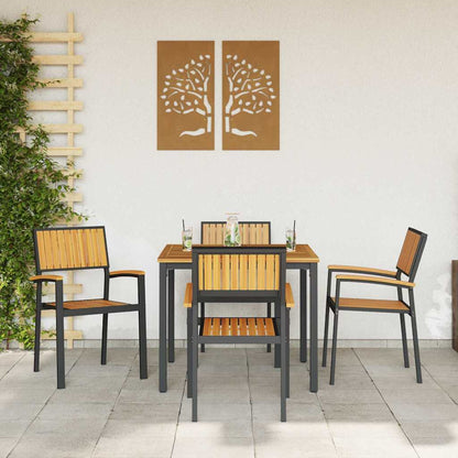 vidaXL Garten Essgruppe 5 pcs Schwarz Massivholz Akazie