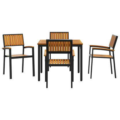 vidaXL Garten Essgruppe 5 pcs Schwarz Massivholz Akazie