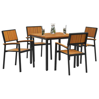 vidaXL Garten Essgruppe 5 pcs Schwarz Massivholz Akazie