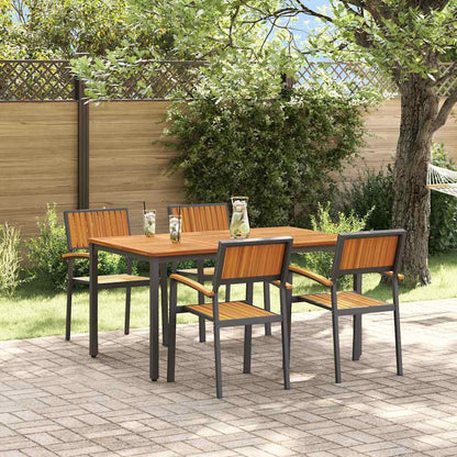 vidaXL Garten Essgruppe 5 pcs Schwarz Massivholz Akazie
