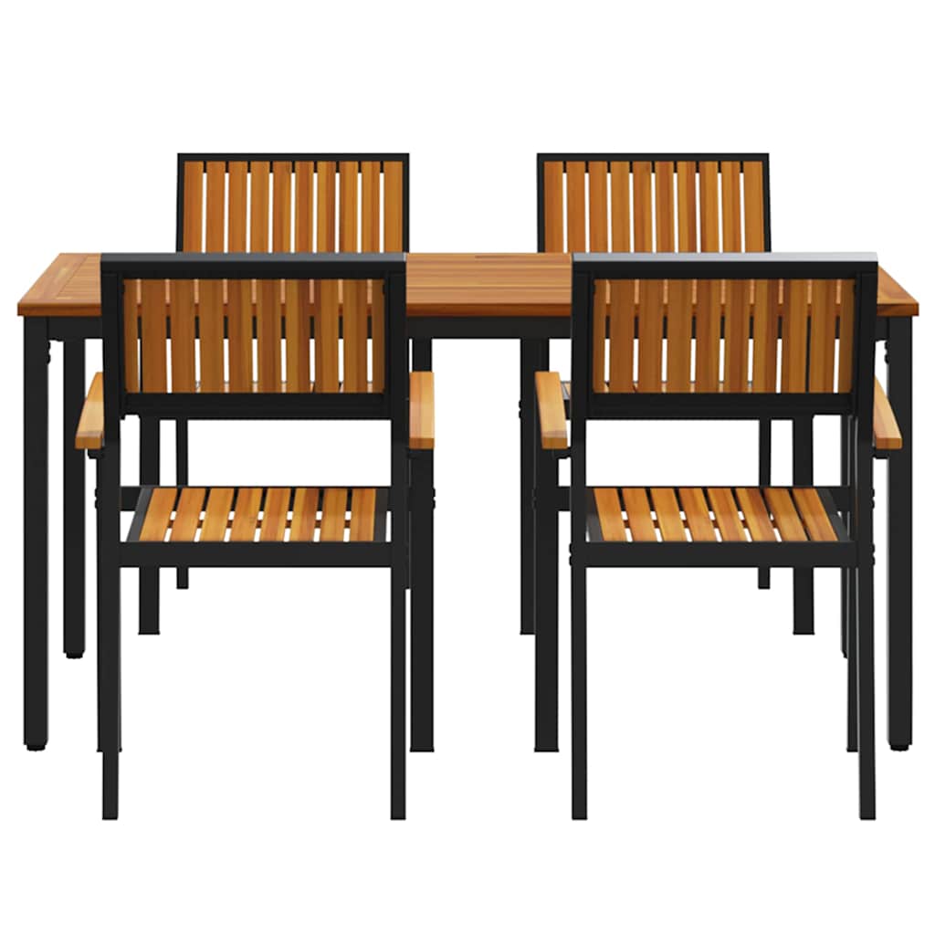vidaXL Garten Essgruppe 5 pcs Schwarz Massivholz Akazie
