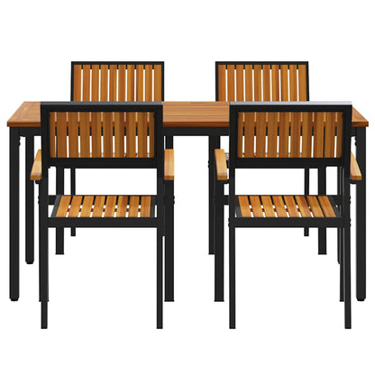 vidaXL Garten Essgruppe 5 pcs Schwarz Massivholz Akazie