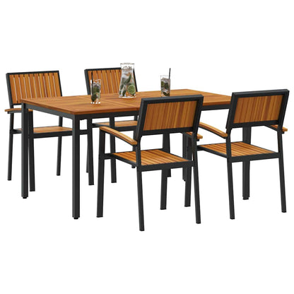 vidaXL Garten Essgruppe 5 pcs Schwarz Massivholz Akazie