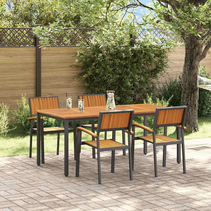 vidaXL Garten Essgruppe 5 pcs Schwarz Massivholz Akazie
