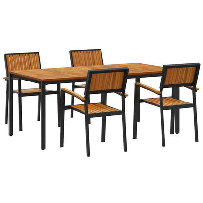 vidaXL Garten Essgruppe 5 pcs Schwarz Massivholz Akazie
