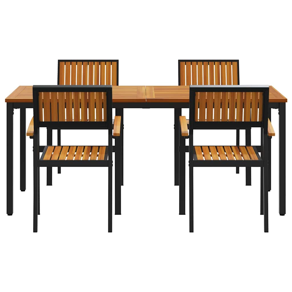 vidaXL Garten Essgruppe 5 pcs Schwarz Massivholz Akazie