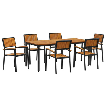 vidaXL Garten Essgruppe 7 pcs Schwarz Massivholz Akazie