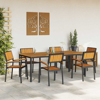 vidaXL Garten Essgruppe 7 pcs Schwarz Massivholz Akazie