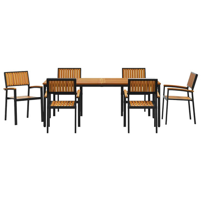 vidaXL Garten Essgruppe 7 pcs Schwarz Massivholz Akazie