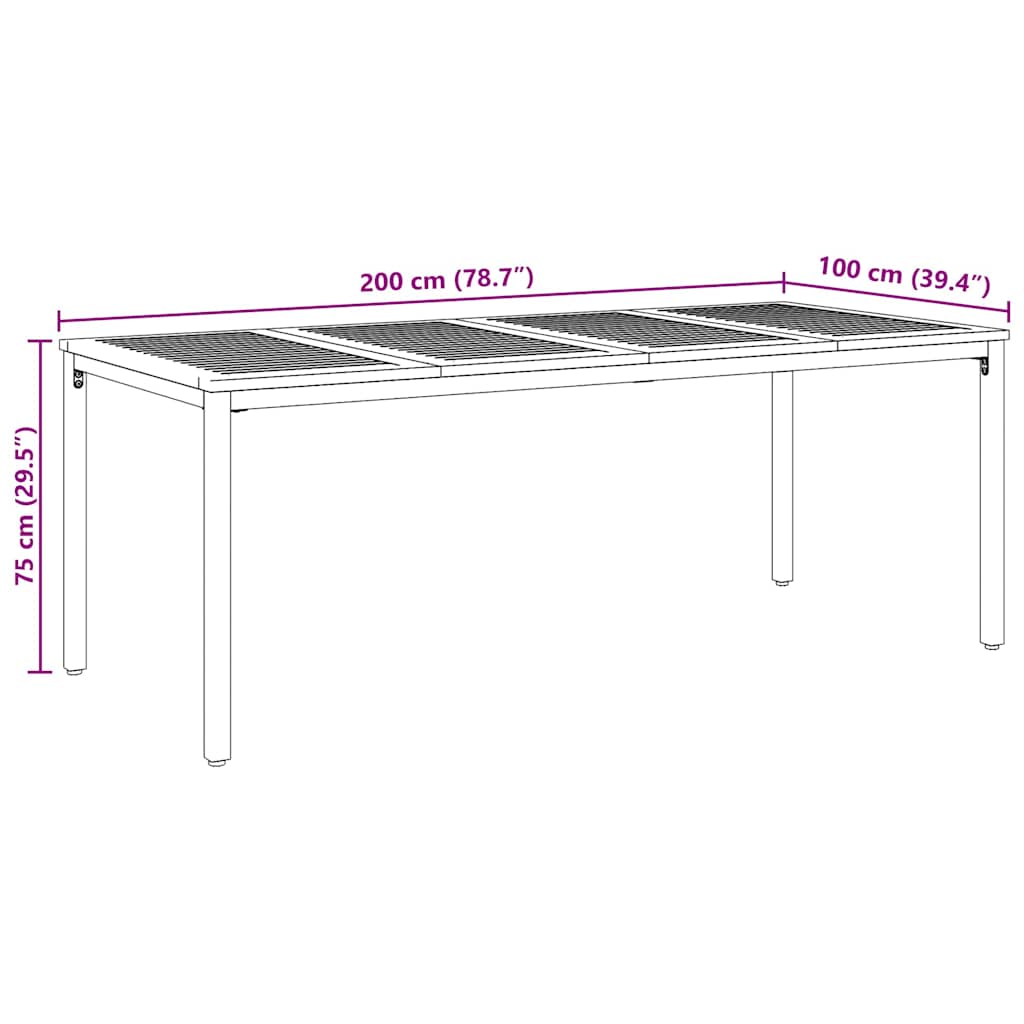 vidaXL Garten Essgruppe 7 pcs Schwarz Massivholz Akazie
