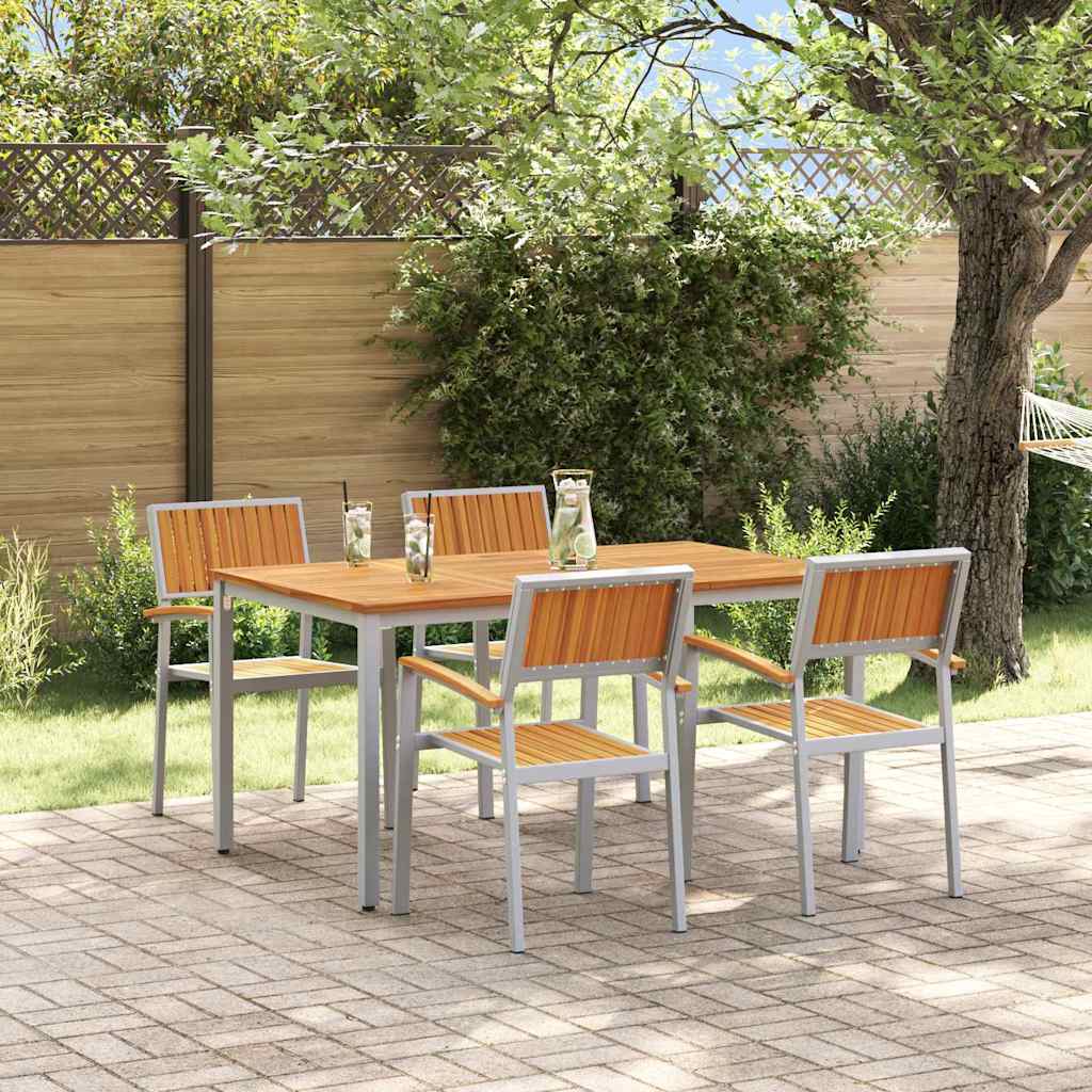 Garten Essgruppe 5 pcs Grau Massivholz Akazie
