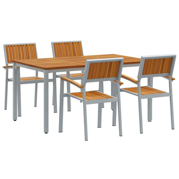 vidaXL Garten Essgruppe 5 pcs Grau Massivholz Akazie