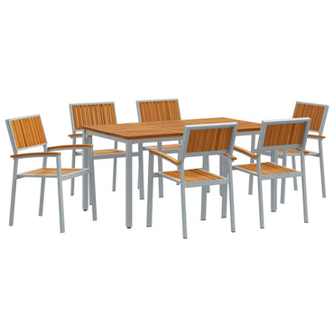 vidaXL Garten Essgruppe 7 pcs Grau Massivholz Akazie
