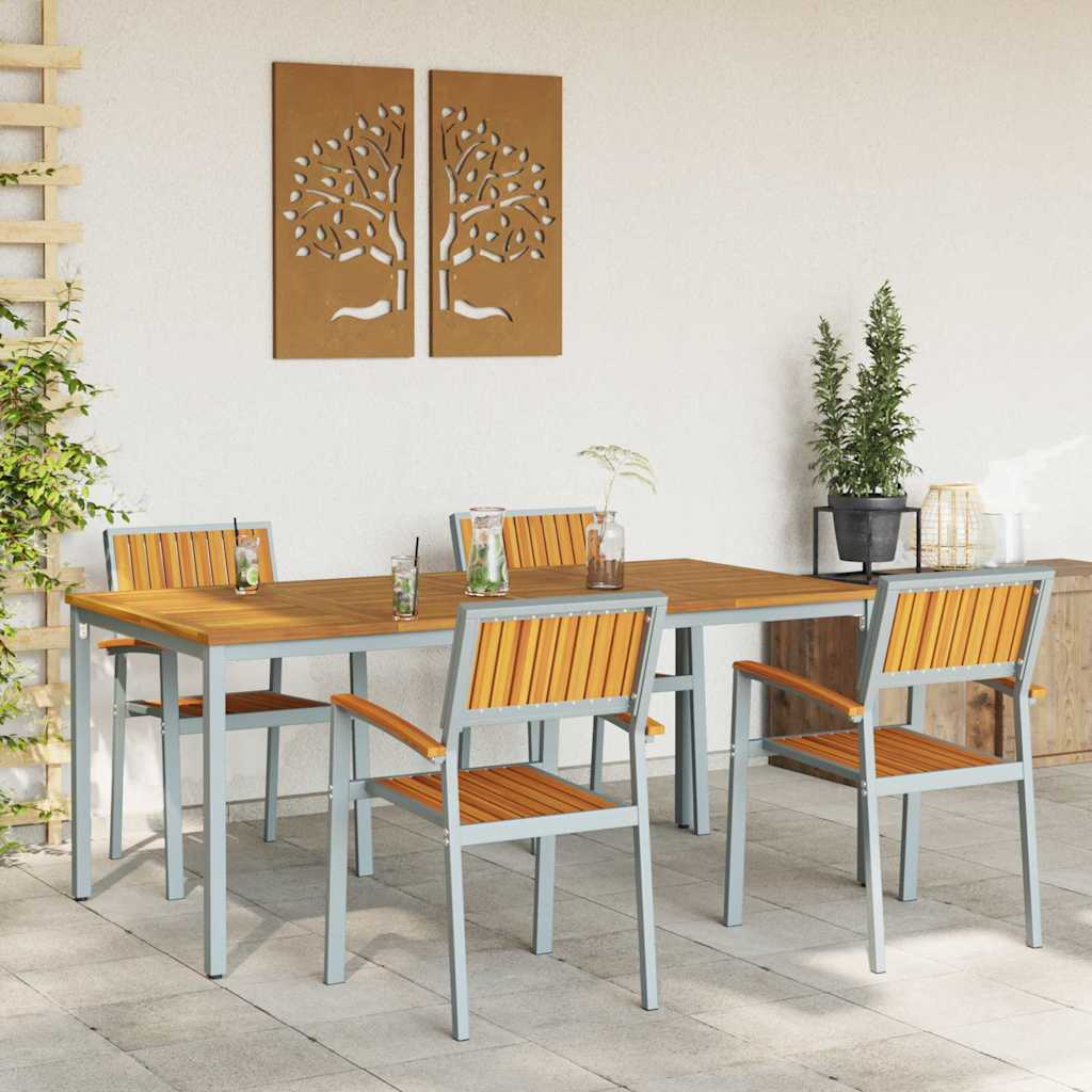 vidaXL Garten Essgruppe 5 pcs Grau Massivholz Akazie