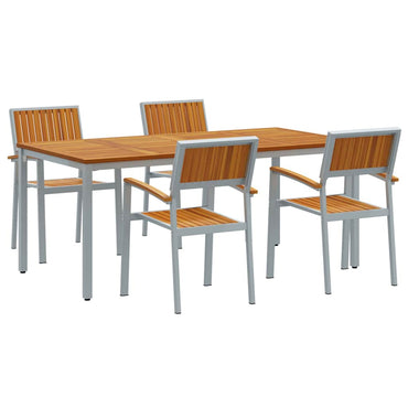 vidaXL Garten Essgruppe 5 pcs Grau Massivholz Akazie