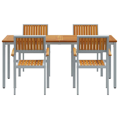 vidaXL Garten Essgruppe 5 pcs Grau Massivholz Akazie