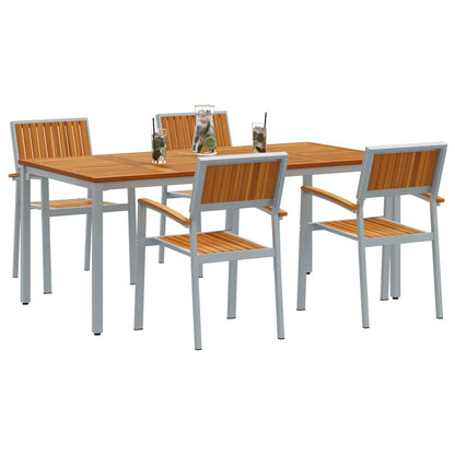 vidaXL Garten Essgruppe 5 pcs Grau Massivholz Akazie
