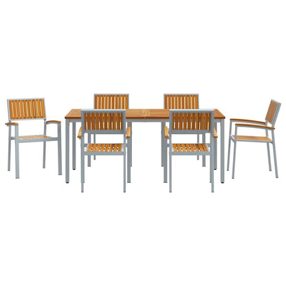 vidaXL Garten Essgruppe 7 pcs Grau Massivholz Akazie
