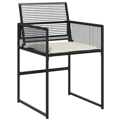 vidaXL 5-tlg. Garten-Essgruppe mit Kissen Schwarz Poly Rattan