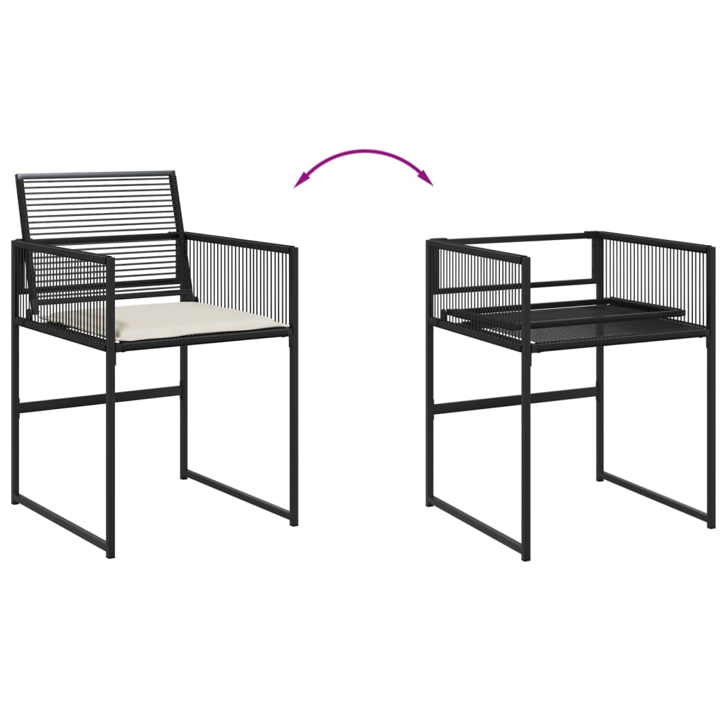 vidaXL 5-tlg. Garten-Essgruppe mit Kissen Schwarz Poly Rattan